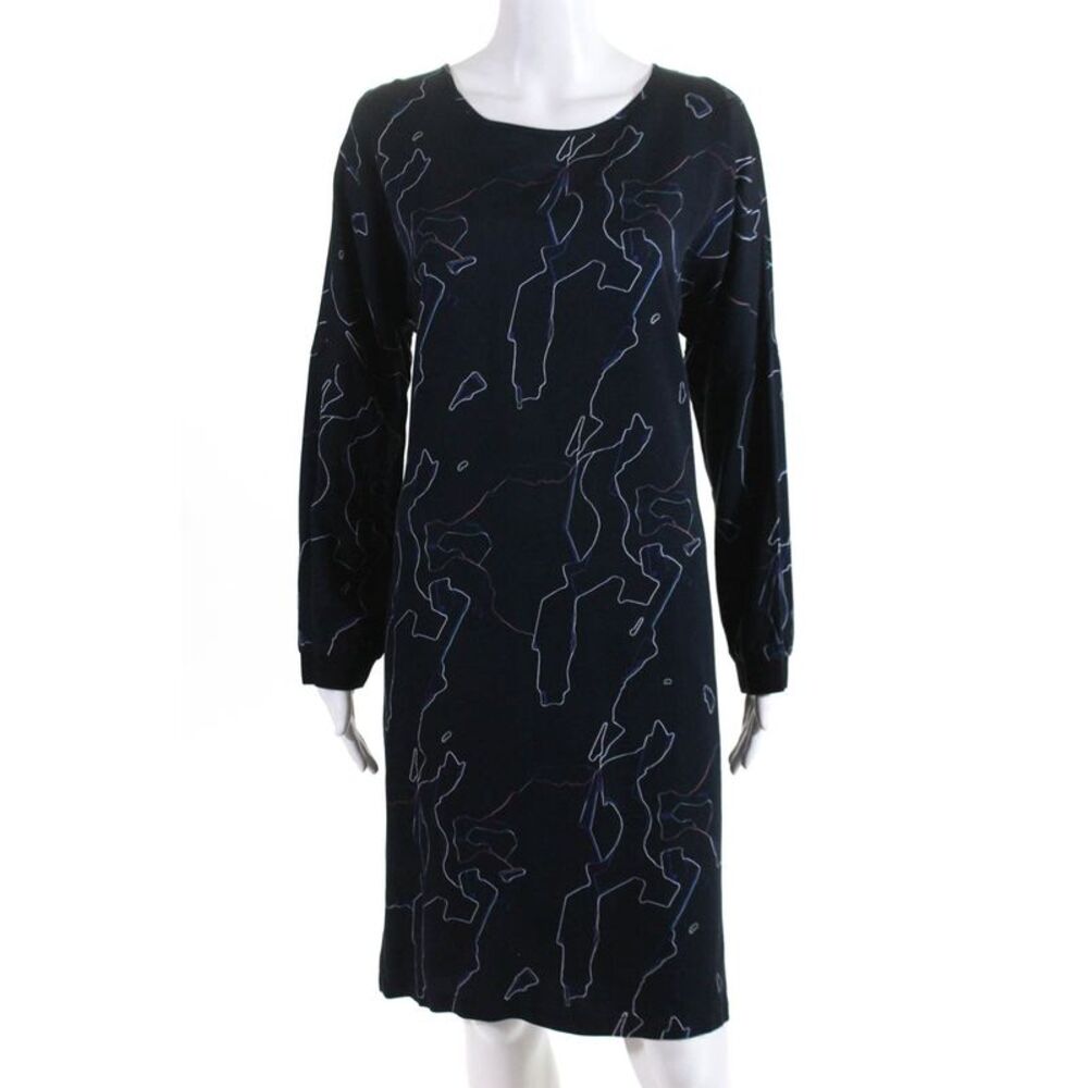 Elk  Womens Shift Dress Navy Blue Neon Print Size Small 10708935
